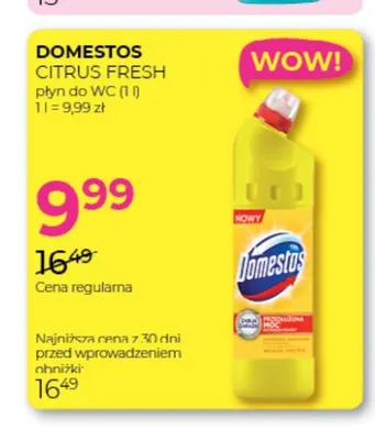 Płyn do WC Citrus Fresh Domestos promocja w Drogerie Jawa