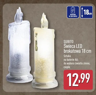 Świeca LED brokatowa 18 cm Subito promocja w Aldi