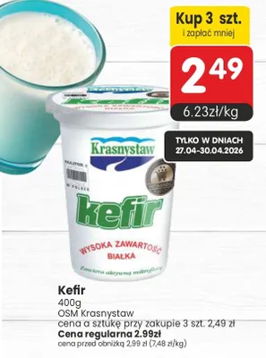 Kefir OSM Krasnystaw wysoka zawartość białka promocja w Market Point