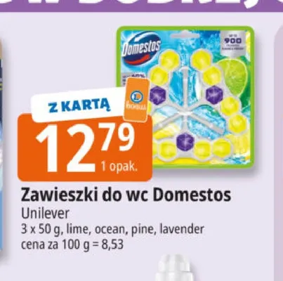 Zawieszki do wc Domestos pine 3-pak promocja w Leclerc