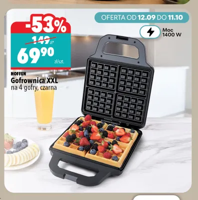 Gofrownica Xxl na 4 gofry czarna Hoffen promocja w Biedronka Home