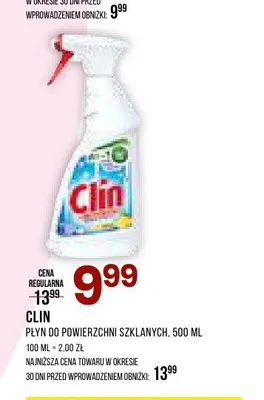 Płyn do powierzchni szklanych Clin promocja w Drogerie Natura