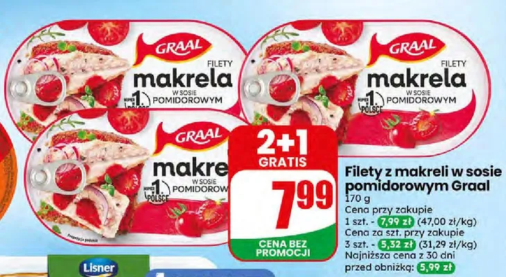 Filety z makreli w sosie pomidorowym Graal promocja w Dino
