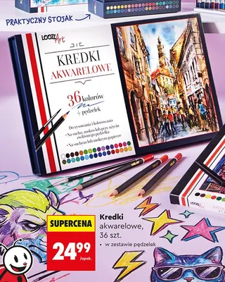 Kredki akwarelowe Loozz 36 szt. promocja w Biedronka