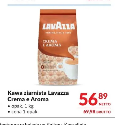 Kawa ziarnista Lavazza Crema e Aroma promocja w Makro