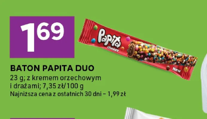 Baton Papita Duo z kremem orzechowym i drażami promocja w Stokrotka