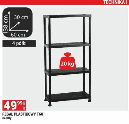 Regał plastikowy T60 czarny promocja w Merkury Market