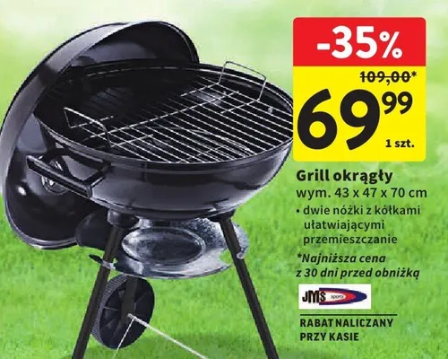 Grill okrągły wym. 43x47x70cm promocja w Intermarche