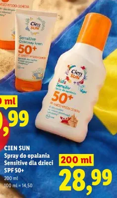 Spray do opalania Sensitive dla dzieci SPF 50+ Cien Sun promocja w Lidl