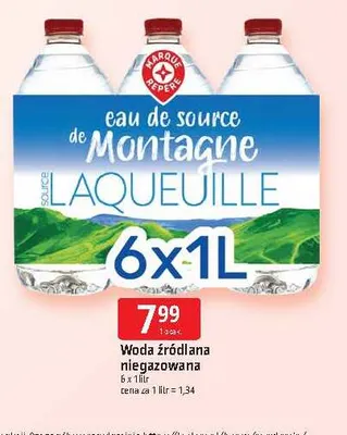 Woda źródlana niegazowana Laqueuille 6-pak 1 l promocja w Leclerc