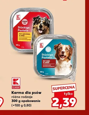 Karma dla psów K-Classic Stückige Pastete z drobiem i wołowiną promocja w Kaufland