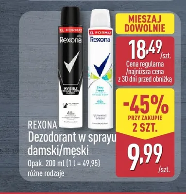 Dezodorant w sprayu męski Rexona promocja w Aldi
