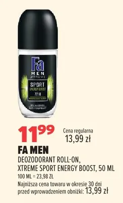 Dezodorant roll-on Fa Men Xtreme Sport Energy Boost promocja w Drogerie Natura