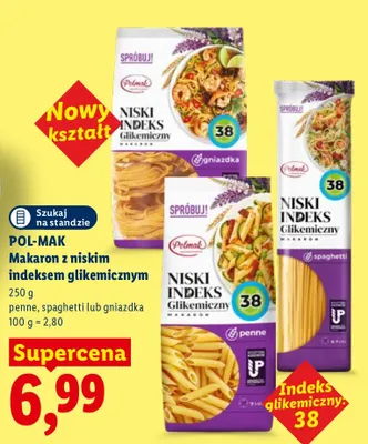 Makaron z niskim indeksem glikemicznym gniazdka Pol-Mak promocja w Lidl