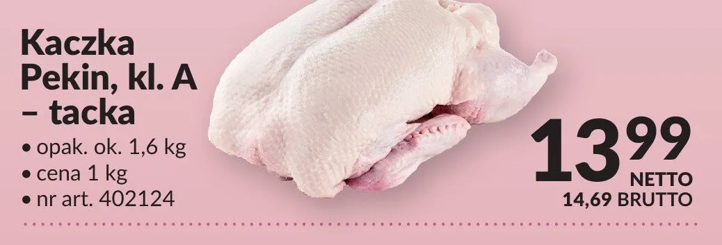 Kaczka Pekin, kl. A - tacka promocja w Makro