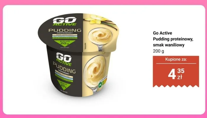Pudding proteinowy Go Active smak waniliowy promocja w Biedronka