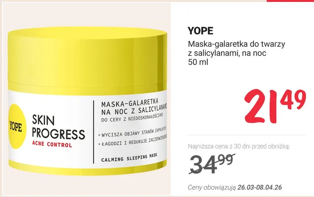 Maska-galaretka do twarzy z salicylanami, na noc promocja w Rossmann