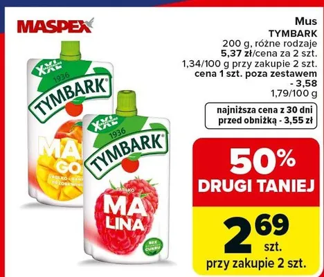 Mus Tymbark malina promocja w Carrefour