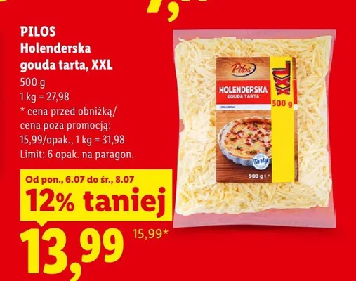 Ser gouda tarta Holenderska Pilos XXL promocja w Lidl