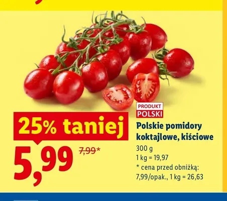 Pomidory koktajlowe kiściowe polskie promocja w Lidl