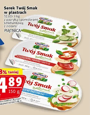 Serek Twój Smak w plastrach z papryką i pomidorami Piątnica promocja w Prim Market