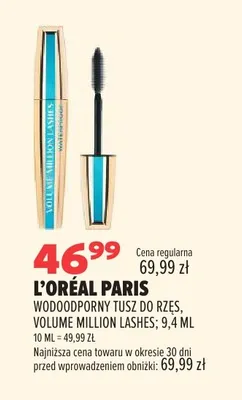 Wodoodporny tusz do rzęs L'Oréal Paris Volume Million Lashes promocja w Drogerie Natura