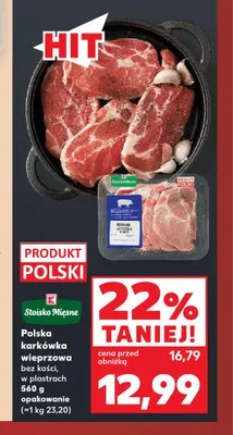 Polska karkówka wieprzowa bez kości w plastrach Stoisko Mięsne promocja w Kaufland