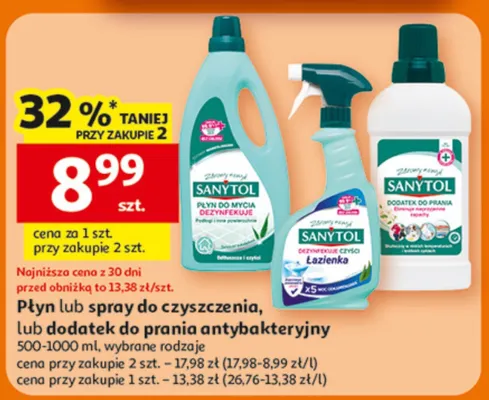 Płyn lub spray do czyszczenia, lub dodatek do prania antybakteryjny promocja w Auchan
