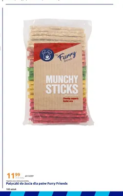 Patyczki do żucia dla psów Furry Friends Munchy Sticks 100-pak promocja w Action