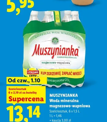 Woda mineralna magnezowo-wapniowa Muszynianka 6-pak promocja w Lidl
