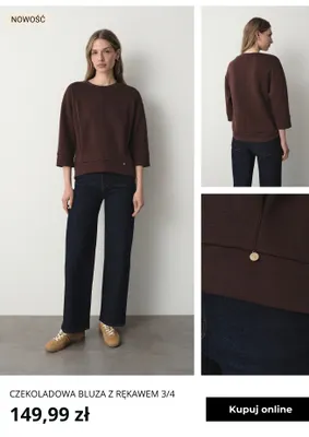 Czekoladowa bluza z rękawem 3/4 Greenpoint promocja w Greenpoint