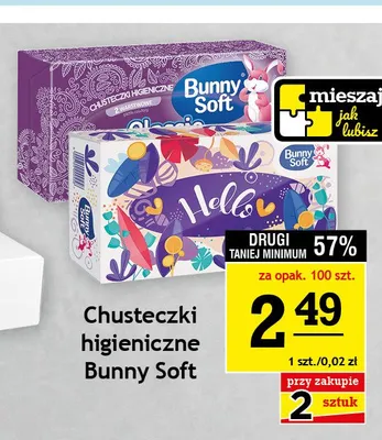 Chusteczki higieniczne Bunny Soft 100-pak promocja w Gram Market