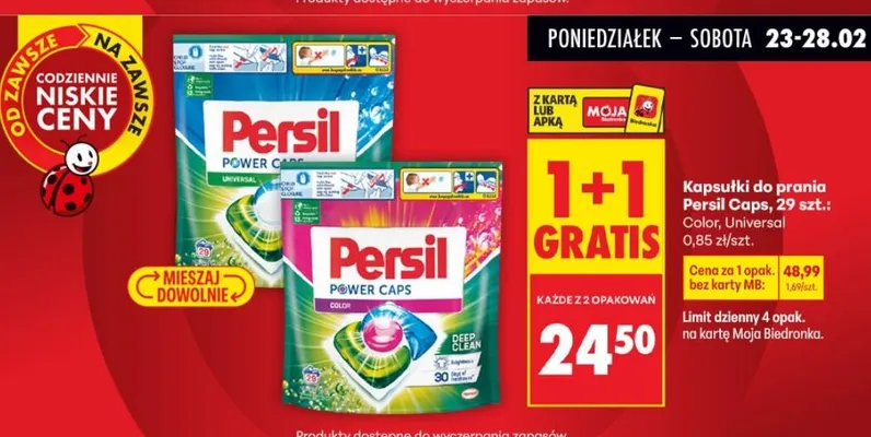 Kapsułki do prania Power Caps Color promocja w Biedronka