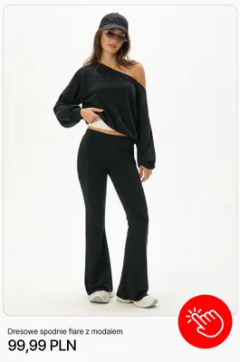 Dresowe spodnie flare z modalem Cropp promocja w Cropp