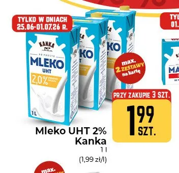 Mleko UHT 2% Kanka promocja w Społem Częstochowa