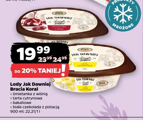 Lody śmietanka z wiśnią Jak Dawniej Bracia Koral promocja w Netto