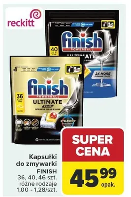 Kapsułki do zmywarki Finish Powerball Ultimate Plus Lemon promocja w Carrefour Market