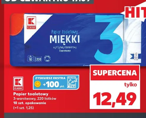 Papier toaletowy 3-warstwowy 220 listków 10-pak K-Classic promocja w Kaufland