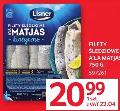 Filety śledziowe matjas klasyczne Lisner promocja w Selgros