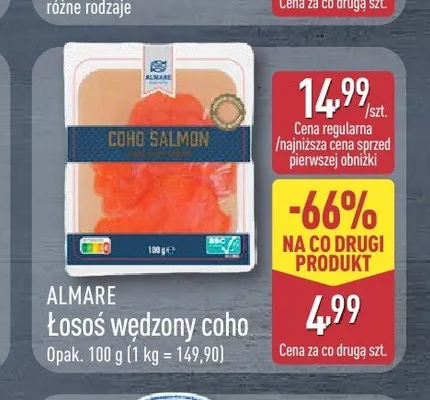 Łosoś wędzony coho Almare promocja w Aldi