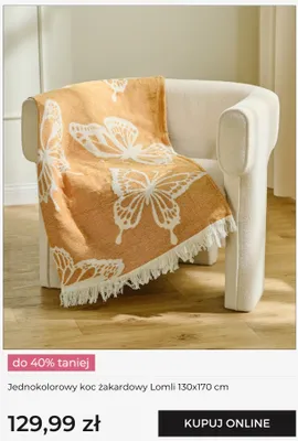 Jednokolorowy koc żakardowy Lomli 130x170cm promocja w home&you