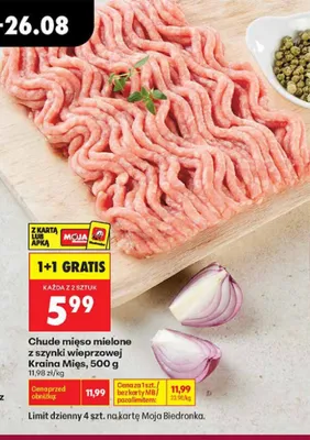 Chude mięso mielone z szynki wieprzowej Kraina Mięs promocja w Biedronka