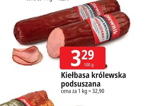Kiełbasa królewska podsuszana Olewnik promocja w Leclerc