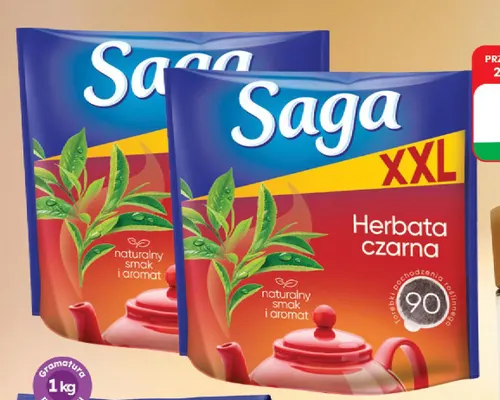 Herbata czarna ekspresowa Saga promocja w Dino