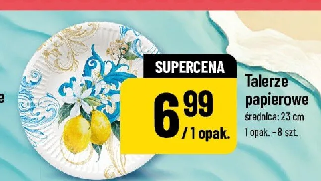 Talerze papierowe średnica 23 cm promocja w POLOmarket
