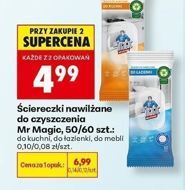 Ściereczki nawilżane do czyszczenia do mebli Mr Magic promocja w Biedronka