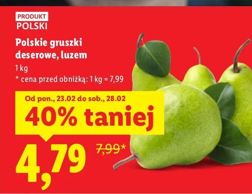 Gruszki deserowe, luzem promocja w Lidl