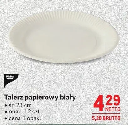Talerz papierowy biały promocja w Makro