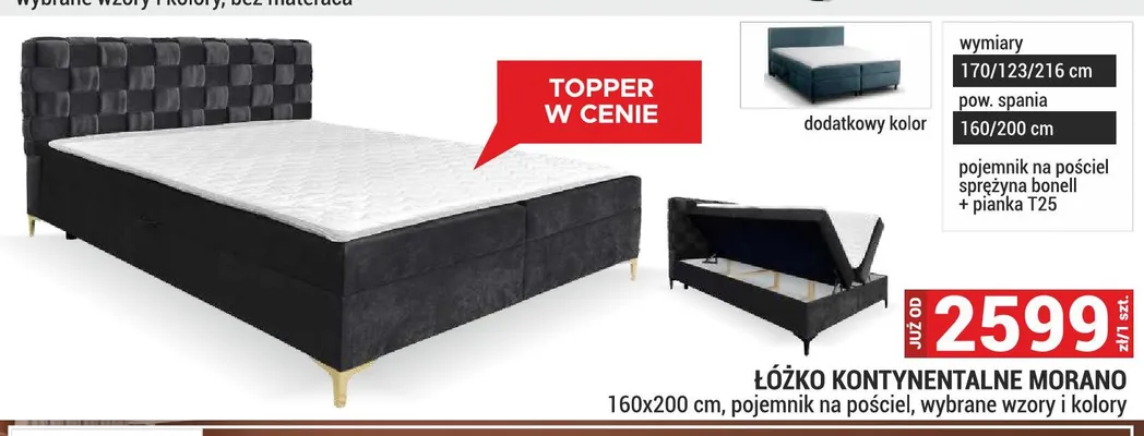 Łóżko kontynentalne Morano promocja w Merkury Market