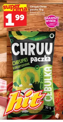 Chrupki kukurydziane smak zielona cebulka Chruu paczka promocja w TOPAZ